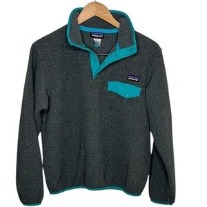 Patagonia T Snap Gray Teal Women Pullover Sweater Women Size S